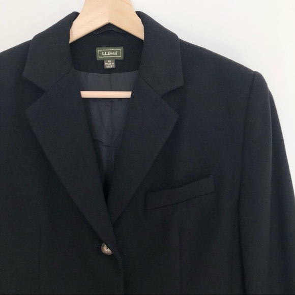 LL Bean Women's Wool Cashmere Blend Black Blazer Jacket Made in Turkey Size 8 R - Picture 3 of 16